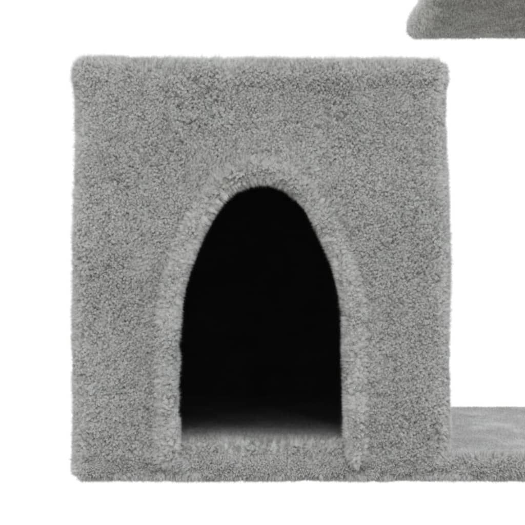 Cat house with sisal rope and scratching post, light grey, 50.5 cm