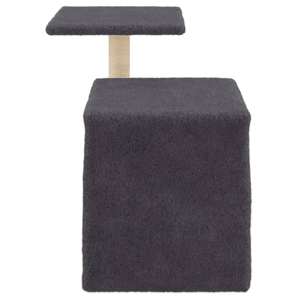 Cat house with sisal rope scratching posts, dark grey, 50.5 cm