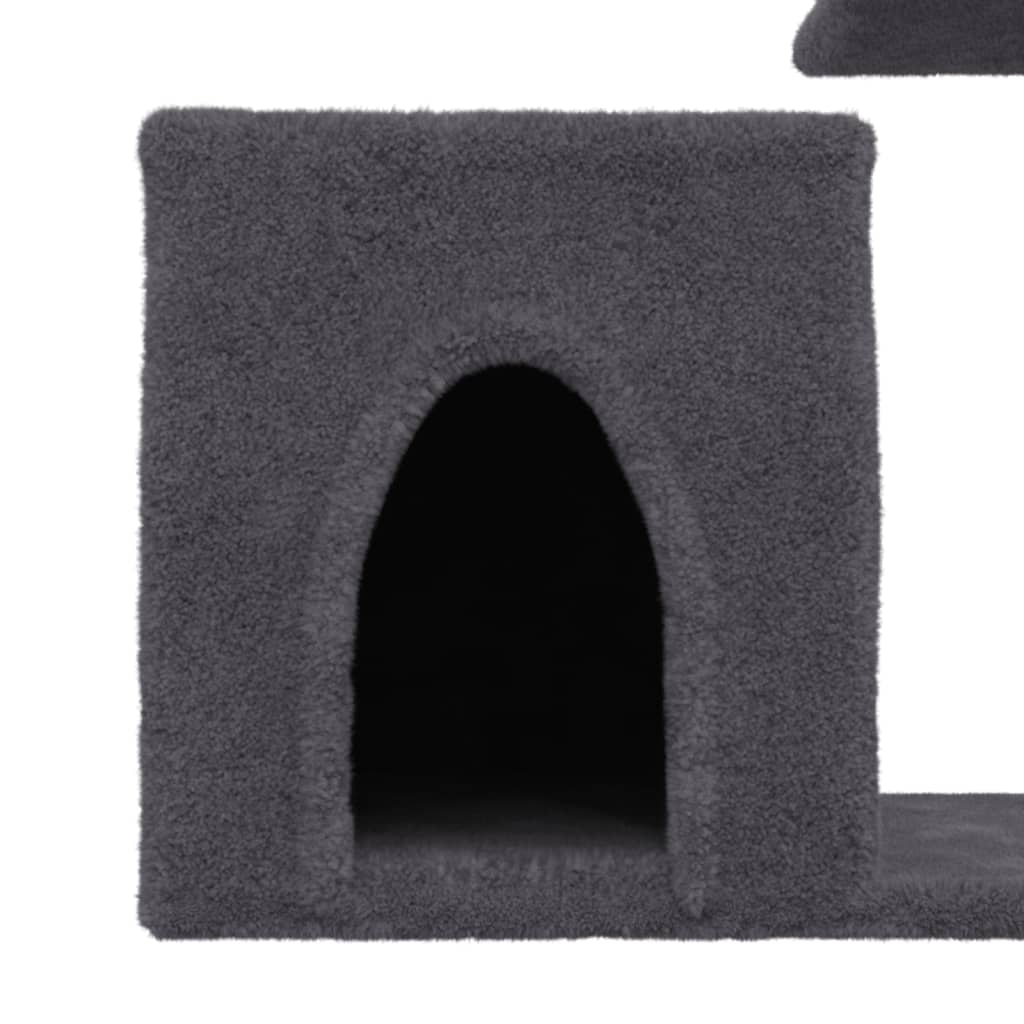 Cat house with sisal rope scratching posts, dark grey, 50.5 cm