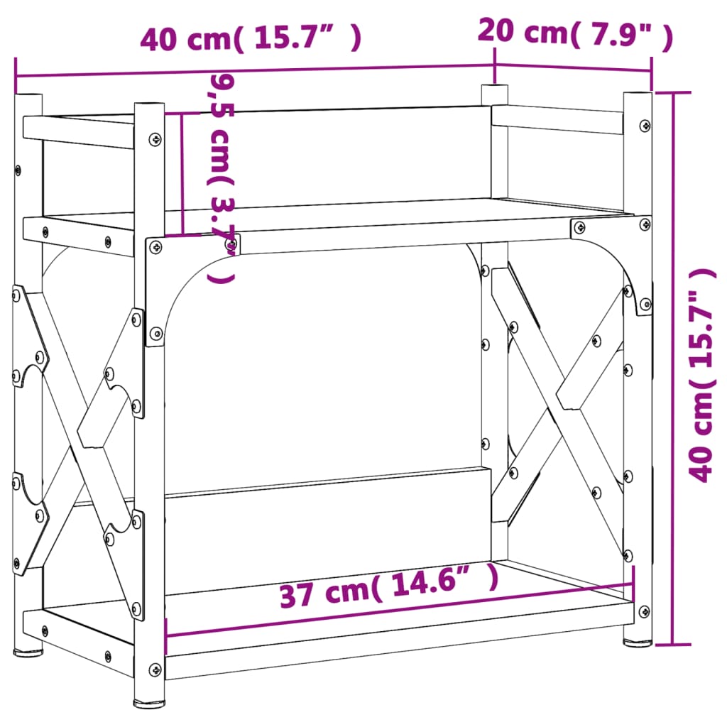 printer stand, 2 levels smoked oak 40x20x40 cm artificial wood