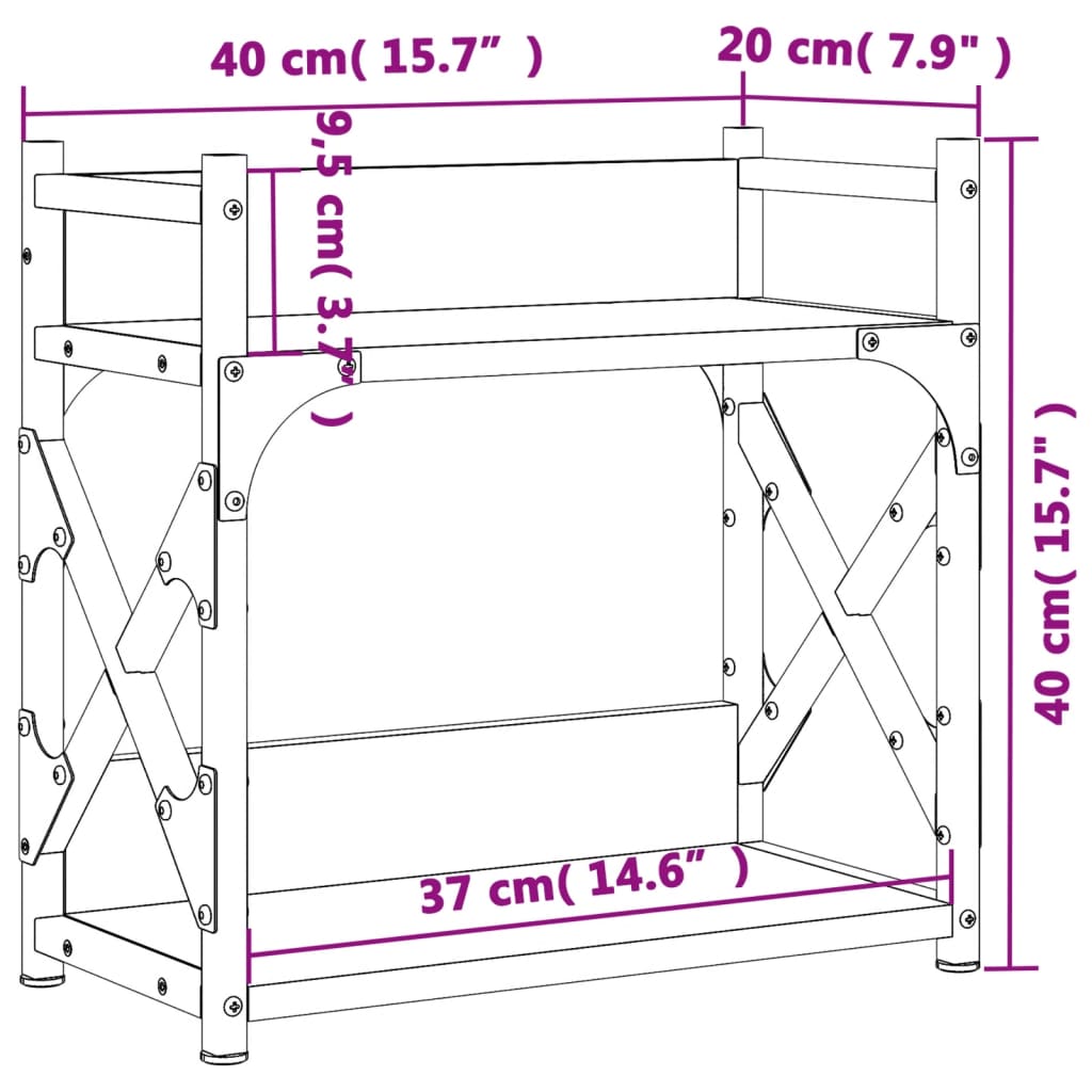 printer stand, 2 levels, gray Sonoma 40x20x40 cm, artificial wood