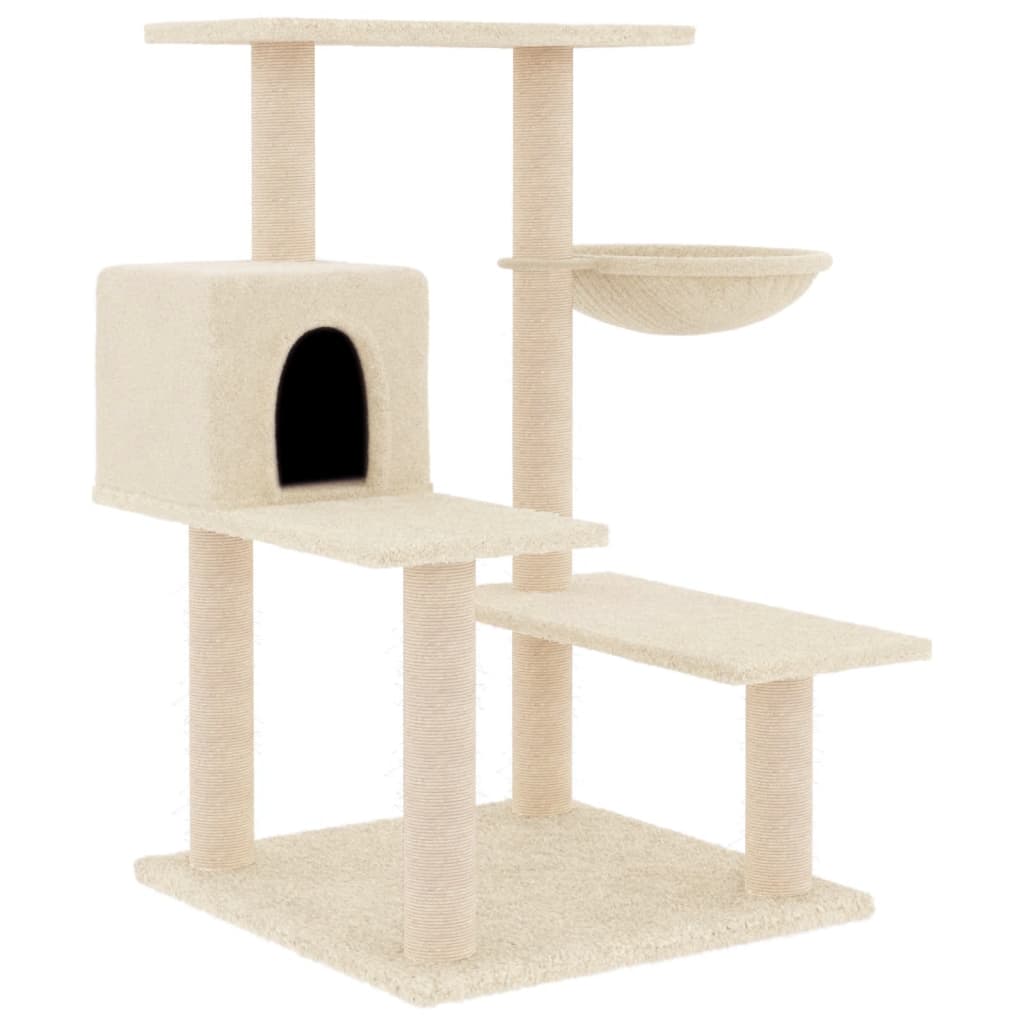 Cat house with sisal rope scratching posts, cream, 82.5 cm