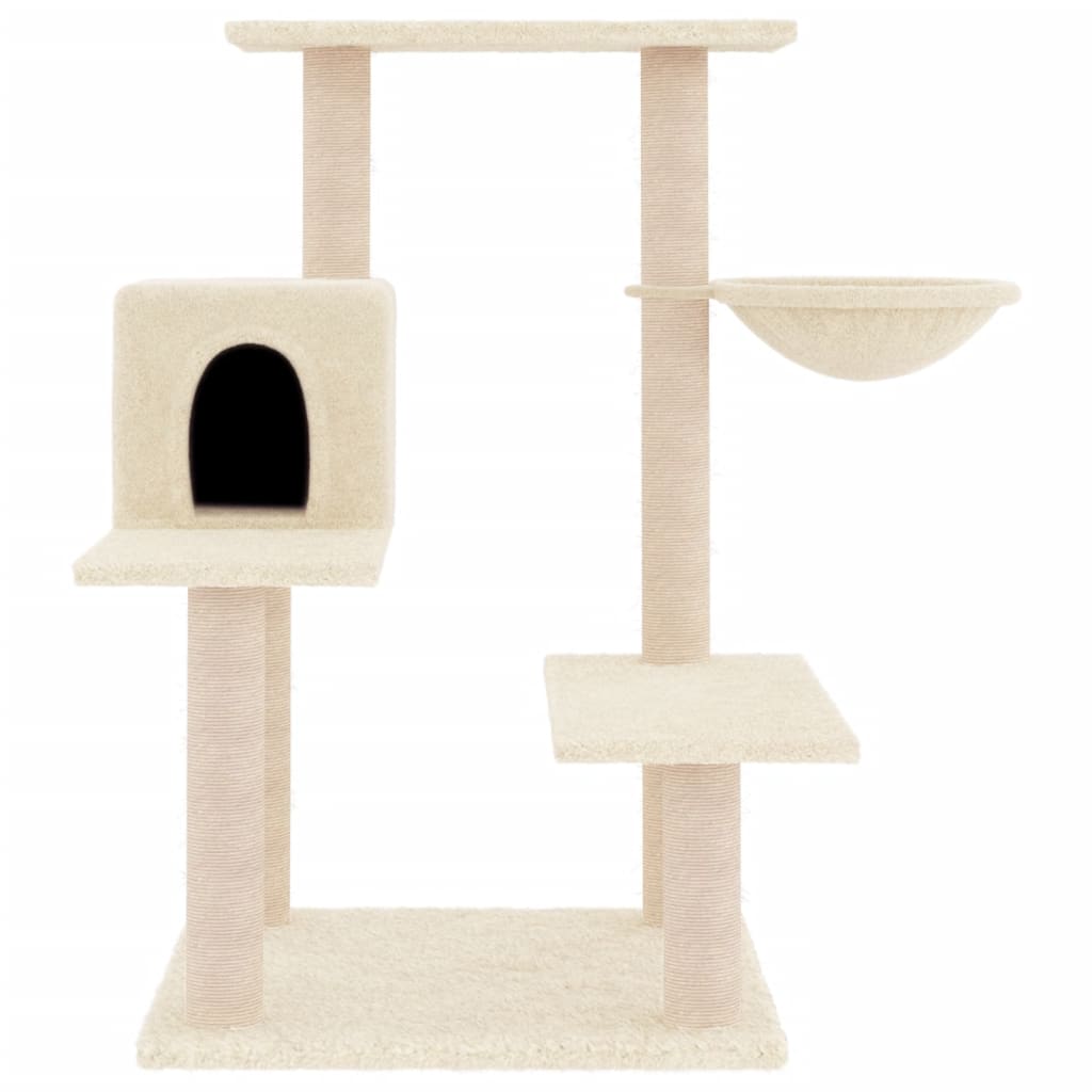 Cat house with sisal rope scratching posts, cream, 82.5 cm