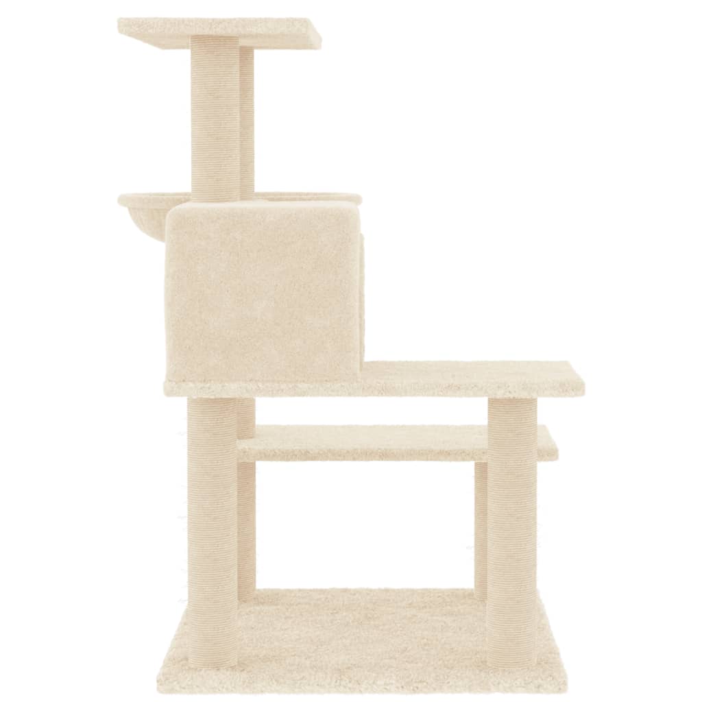 Cat house with sisal rope scratching posts, cream, 82.5 cm