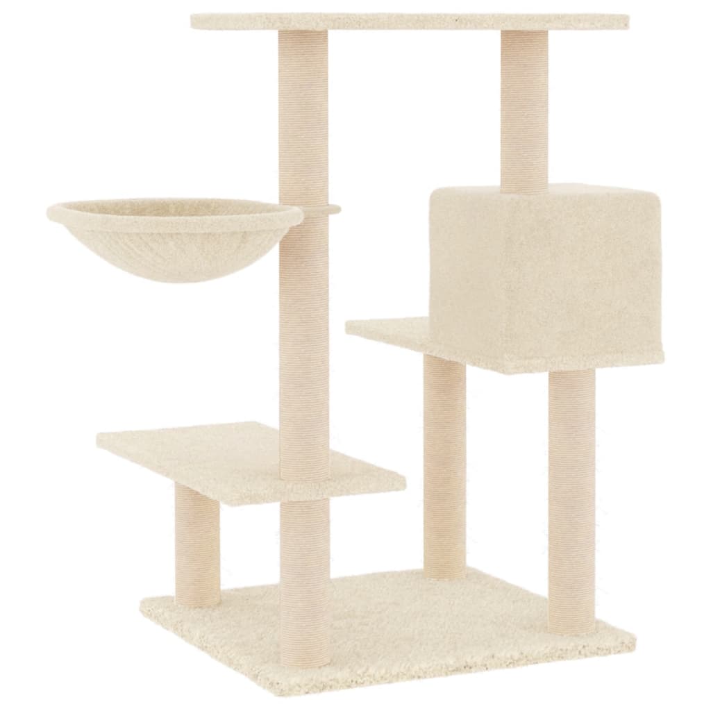 Cat house with sisal rope scratching posts, cream, 82.5 cm