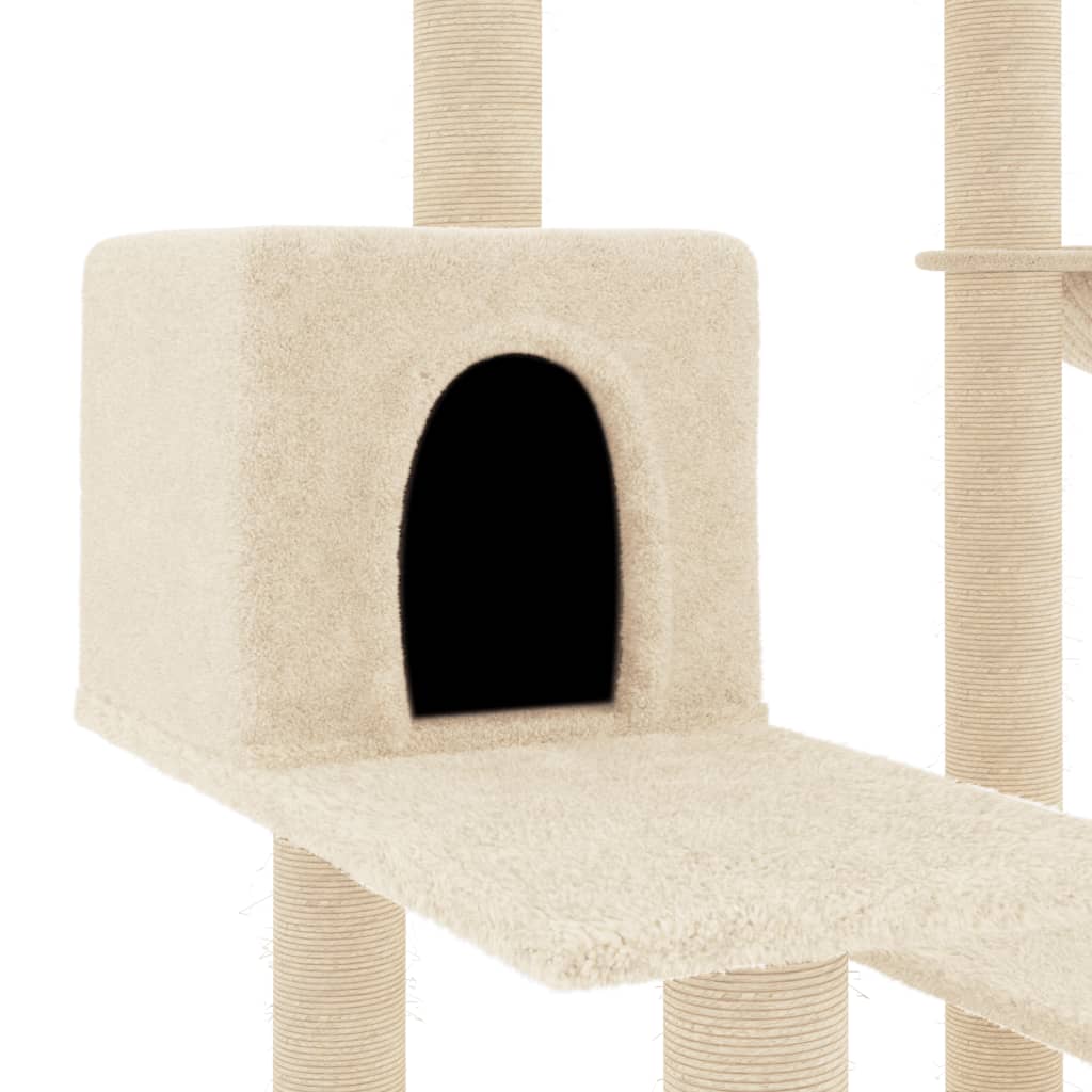 Cat house with sisal rope scratching posts, cream, 82.5 cm