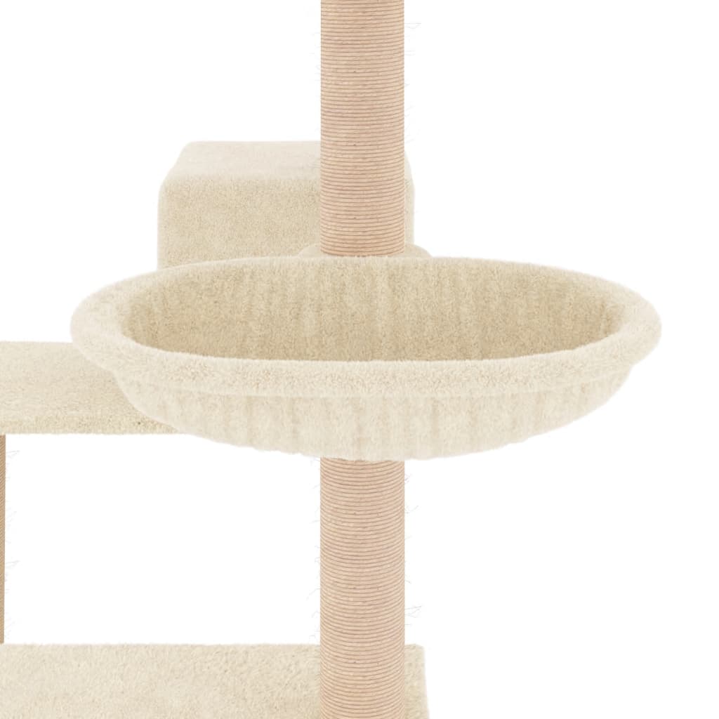 Cat house with sisal rope scratching posts, cream, 82.5 cm