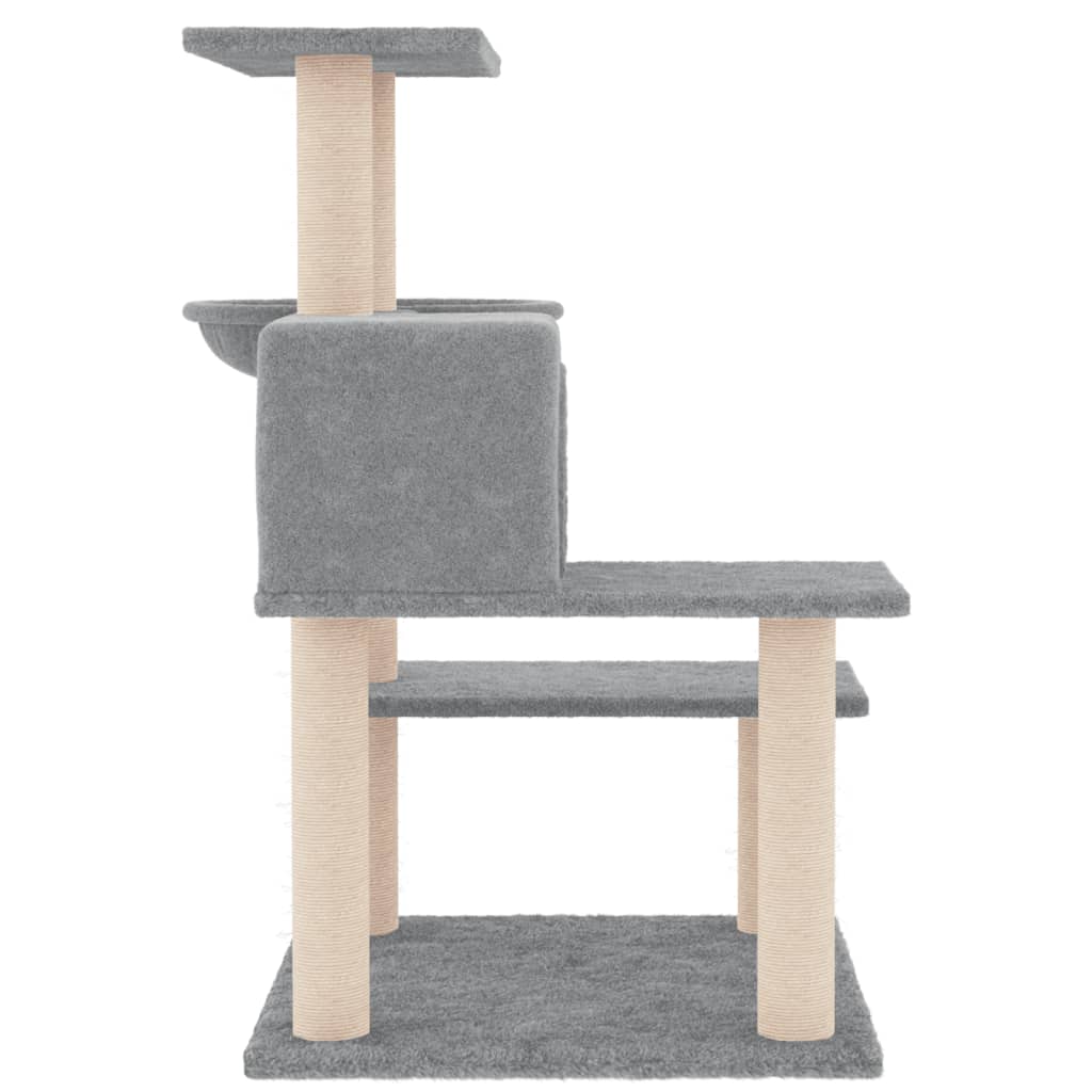 Cat house with sisal rope scratching posts, light grey, 82.5 cm