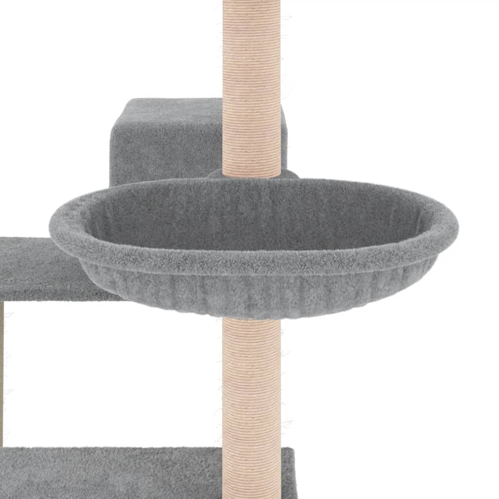 Cat house with sisal rope scratching posts, light grey, 82.5 cm