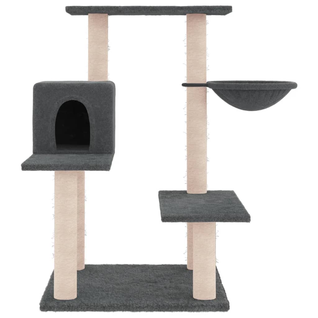 Cat house with sisal rope scratching posts, dark grey, 82.5 cm