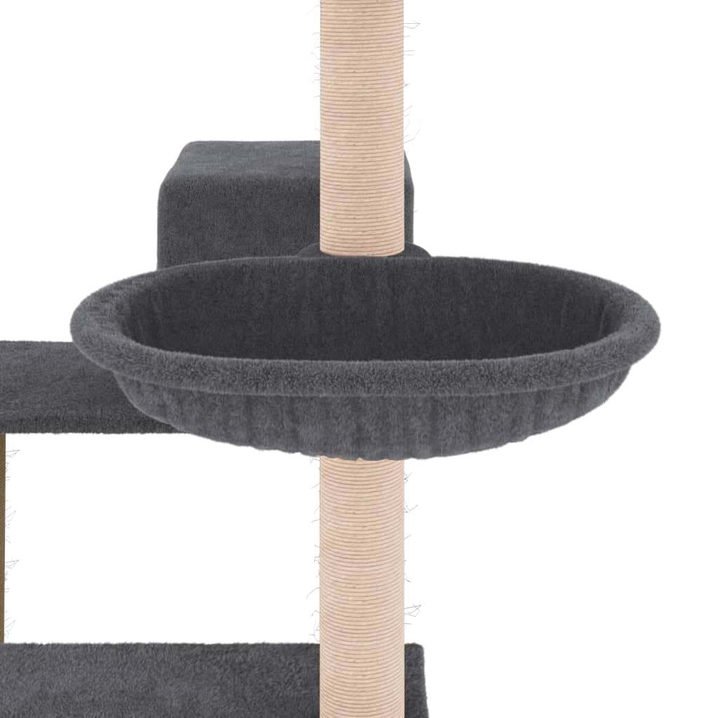 Cat house with sisal rope scratching posts, dark grey, 82.5 cm