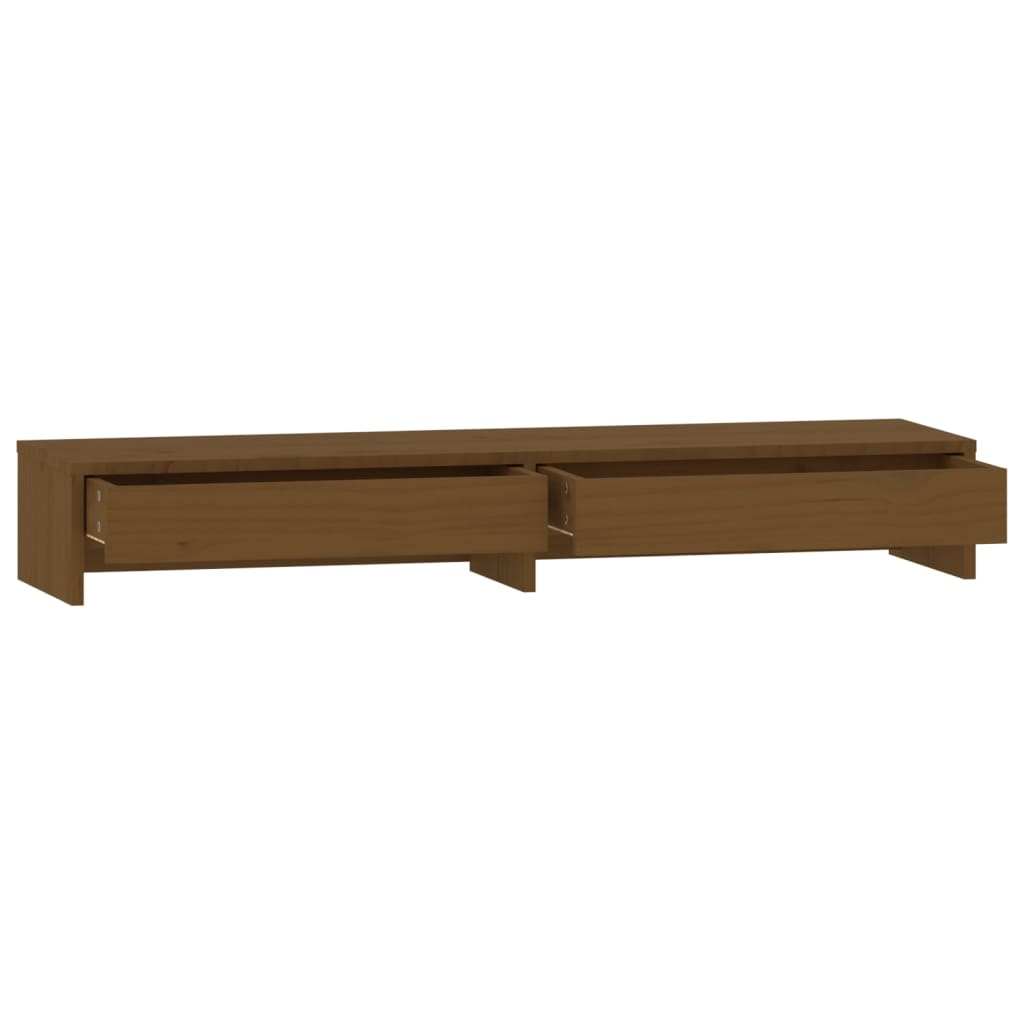 monitor stand, honey brown, 100x27x15 cm, pine wood