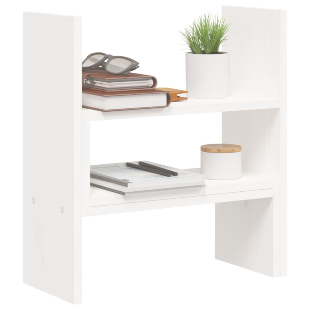 monitor stand, white, (39-72) x 17 x 43 cm, pine wood