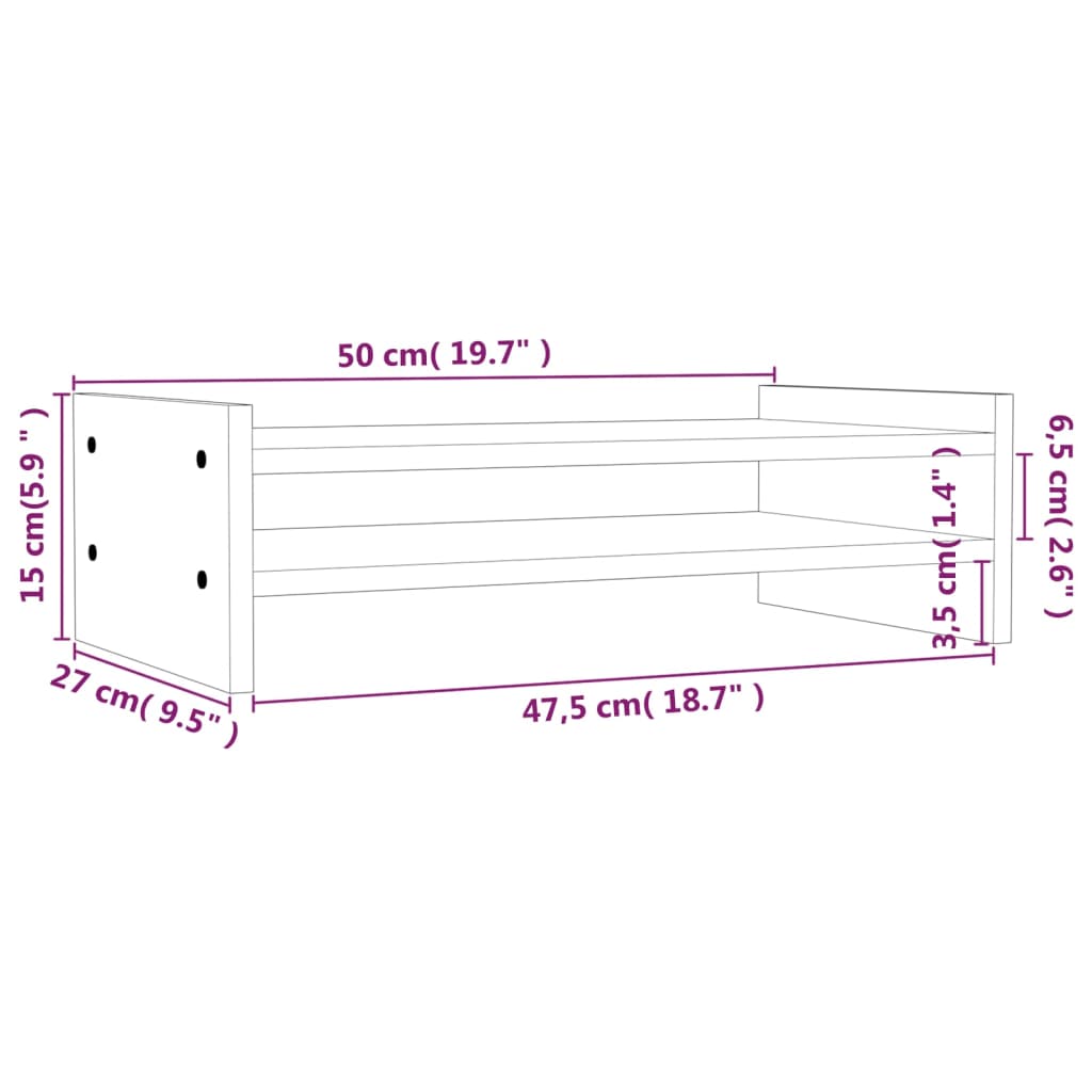 подставка под монитор, серая, 50 x 27 x 15 см, сосна