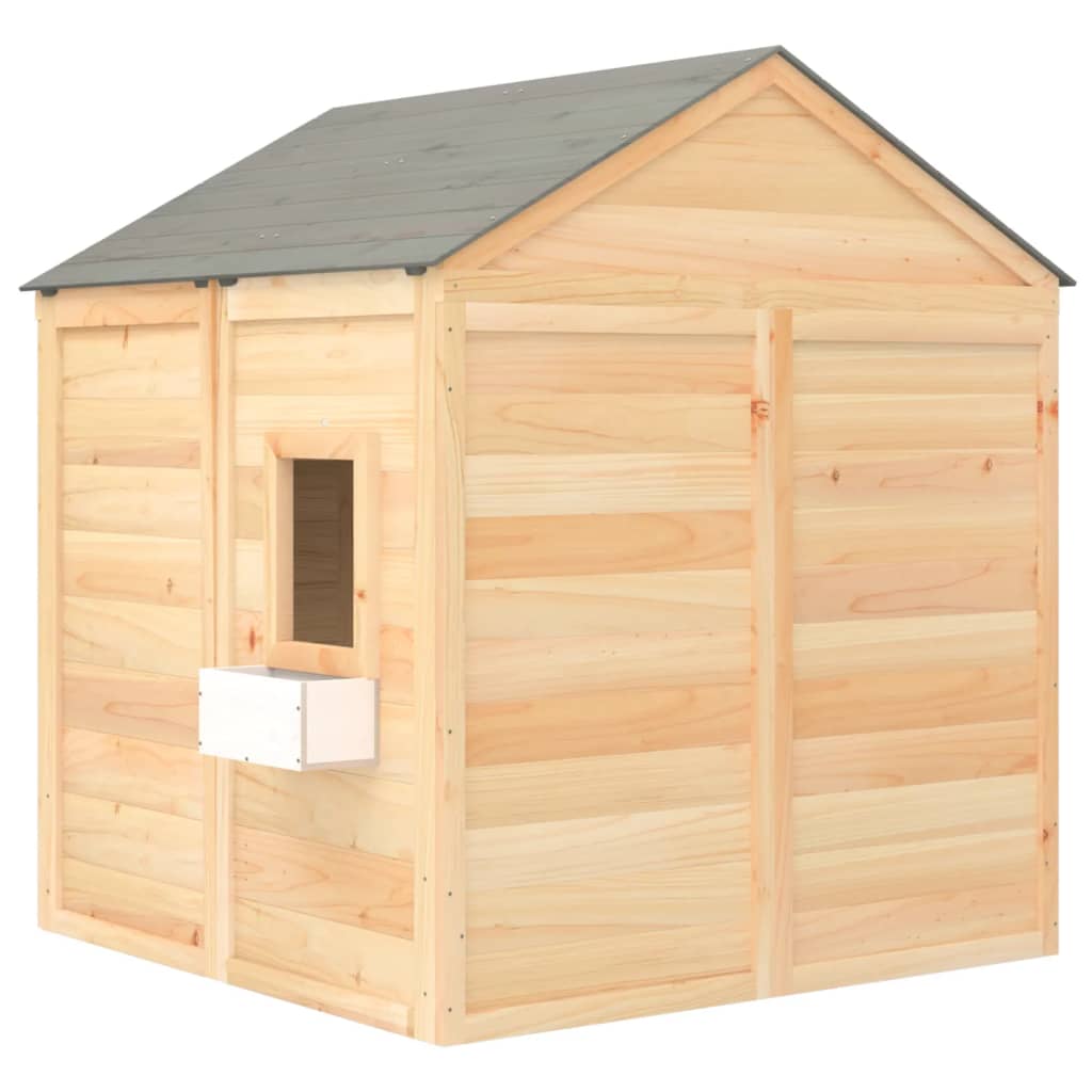 Playhouse with lockable door and flower pots, pine wood