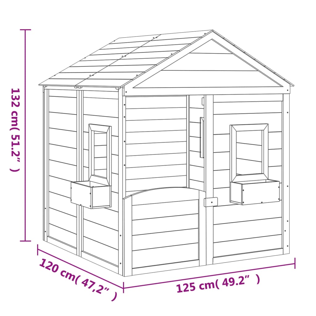 Playhouse with lockable door and flower pots, pine wood