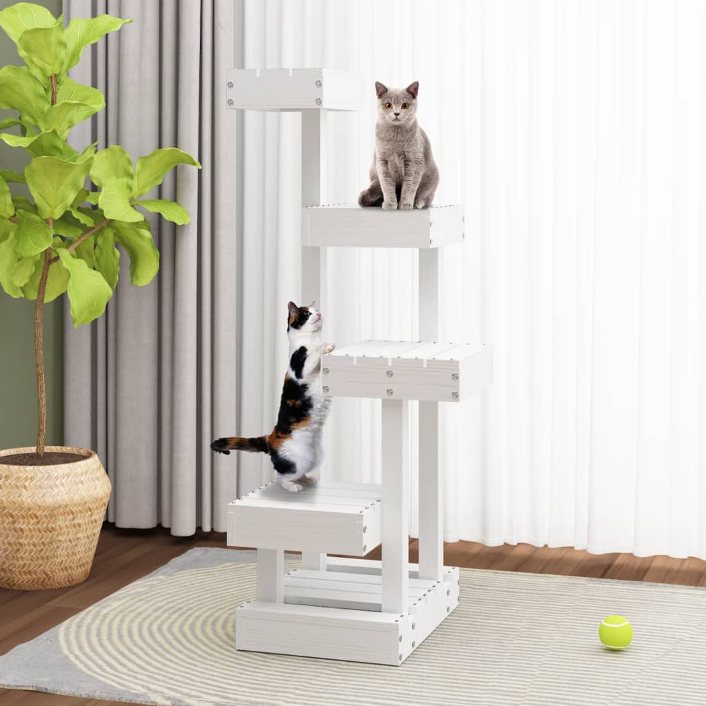 cat tree, white, 45.5 x 49 x 103 cm, pine wood