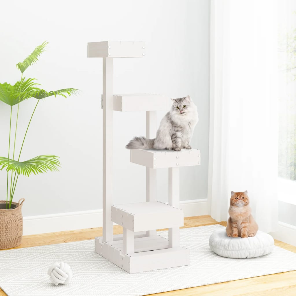 cat tree, white, 45.5 x 49 x 103 cm, pine wood