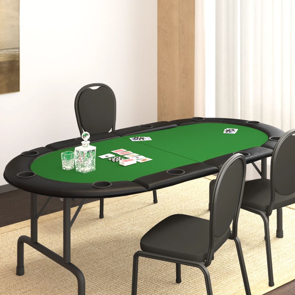 foldable poker tabletop for 10 players, green