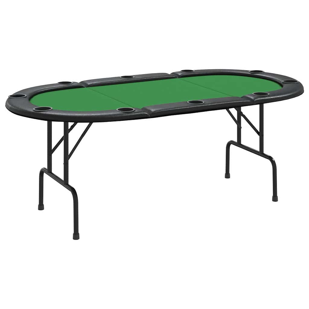 foldable poker table for 10 players, green, 207x106x76 cm