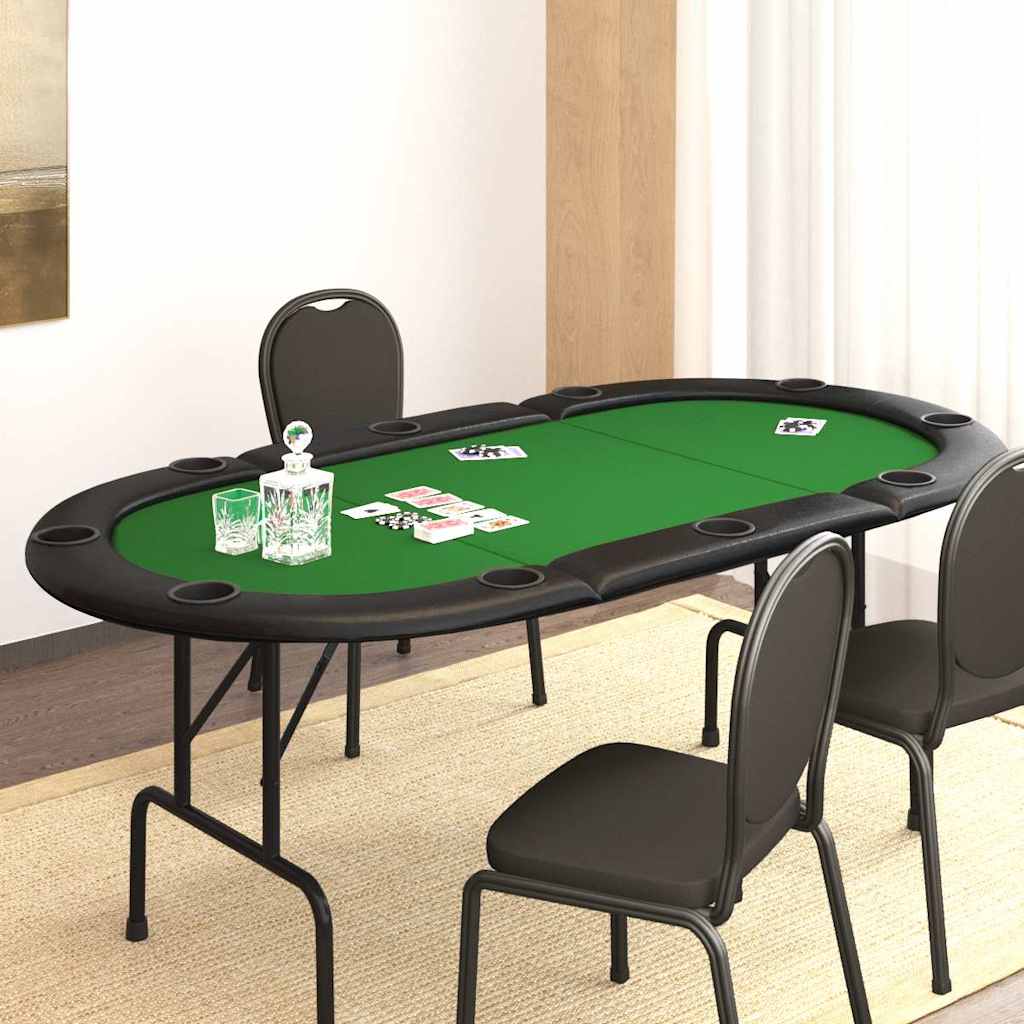 foldable poker table for 10 players, green, 207x106x76 cm