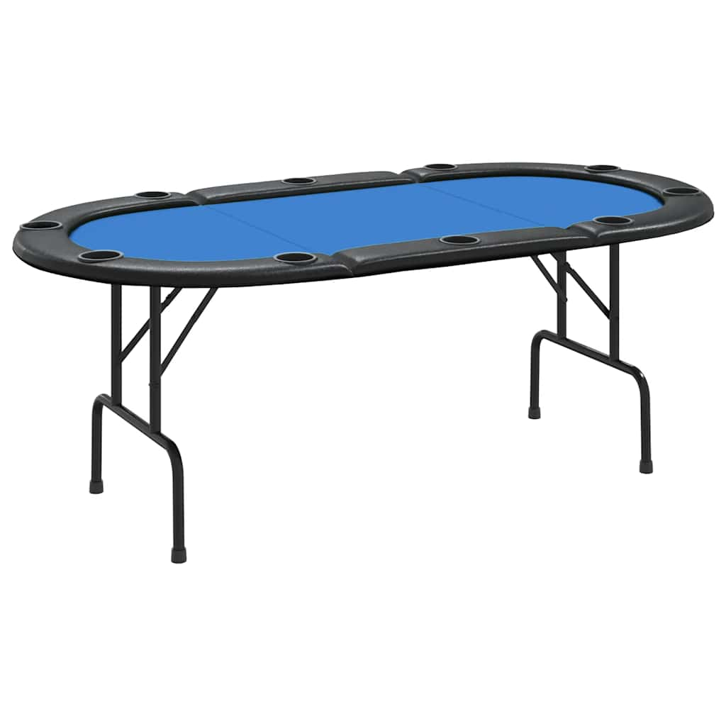 foldable poker table for 10 players, blue, 207x106x76 cm