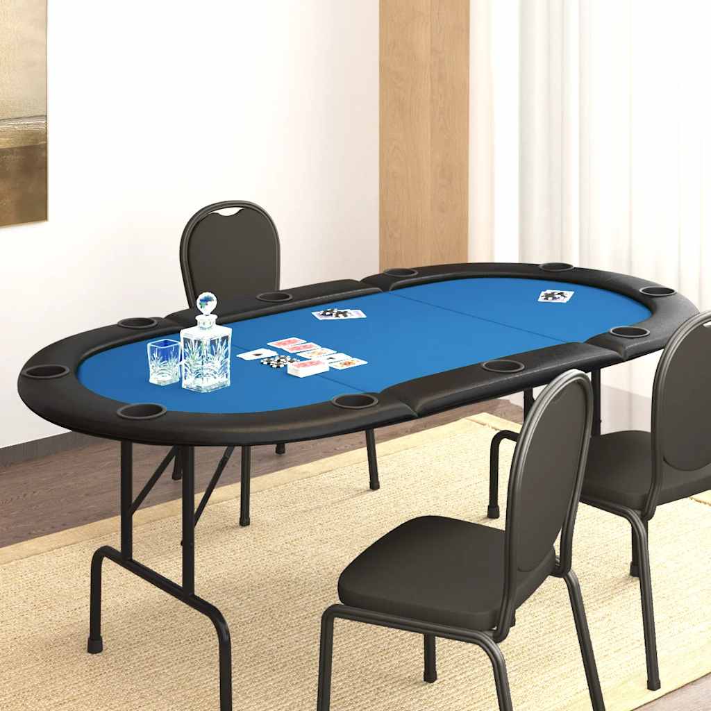 foldable poker table for 10 players, blue, 207x106x76 cm