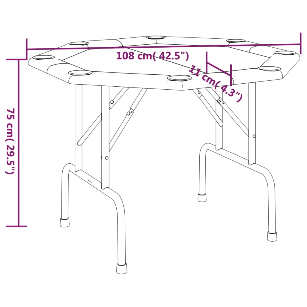 foldable poker table for 8 players, green, 108x108x75 cm