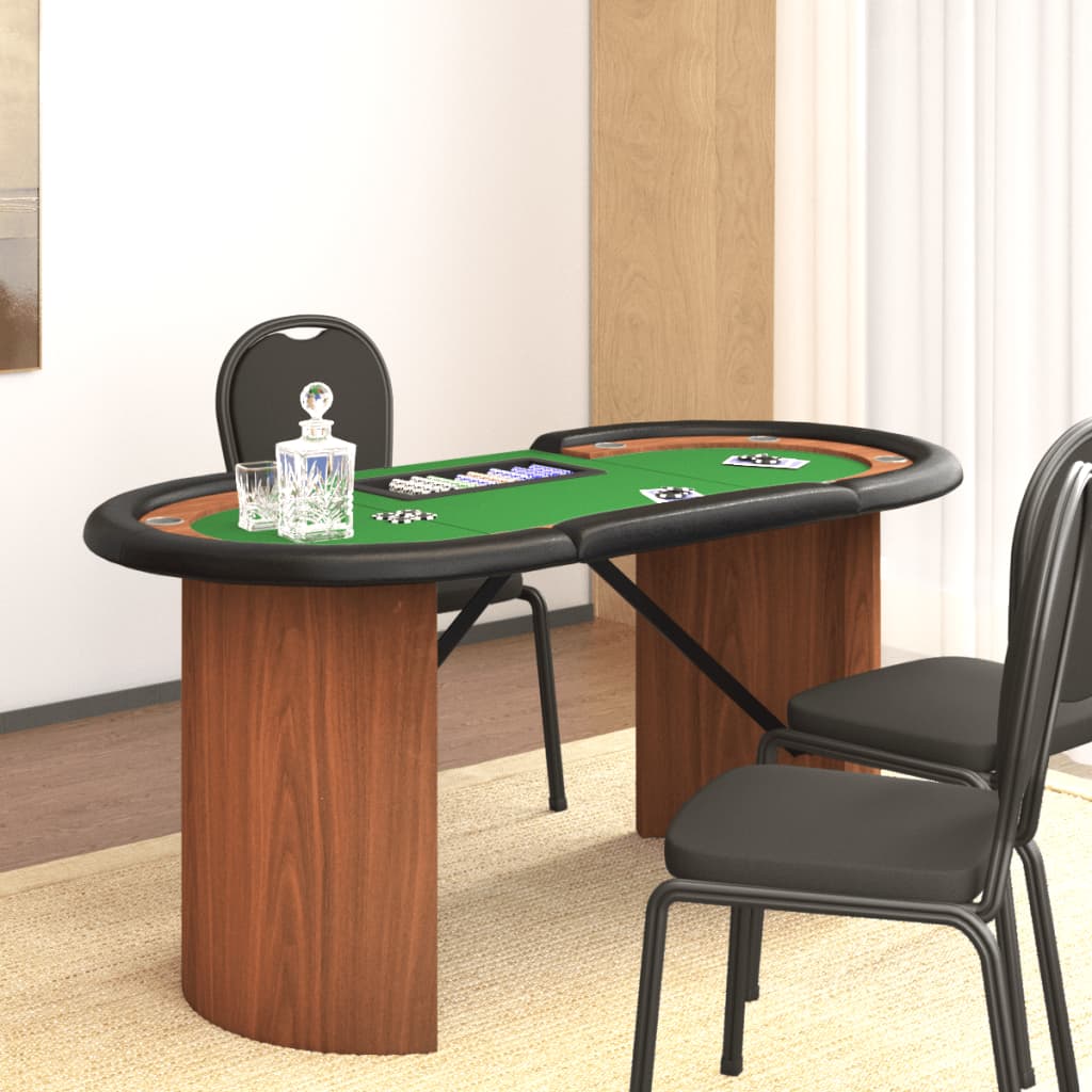 poker table with chip tray for 10 players, green, 160x80x75 cm