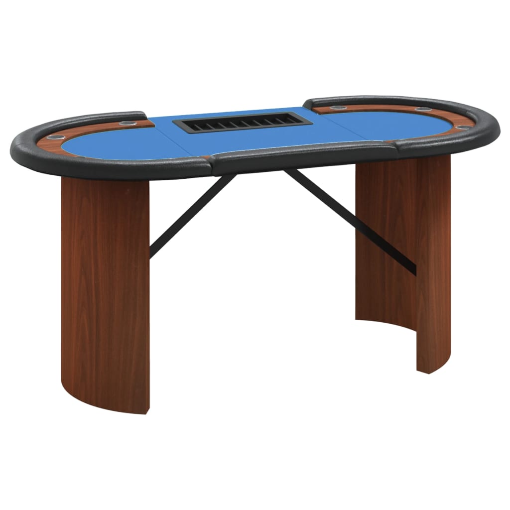 poker table with chip tray for 10 players, blue, 160x80x75 cm