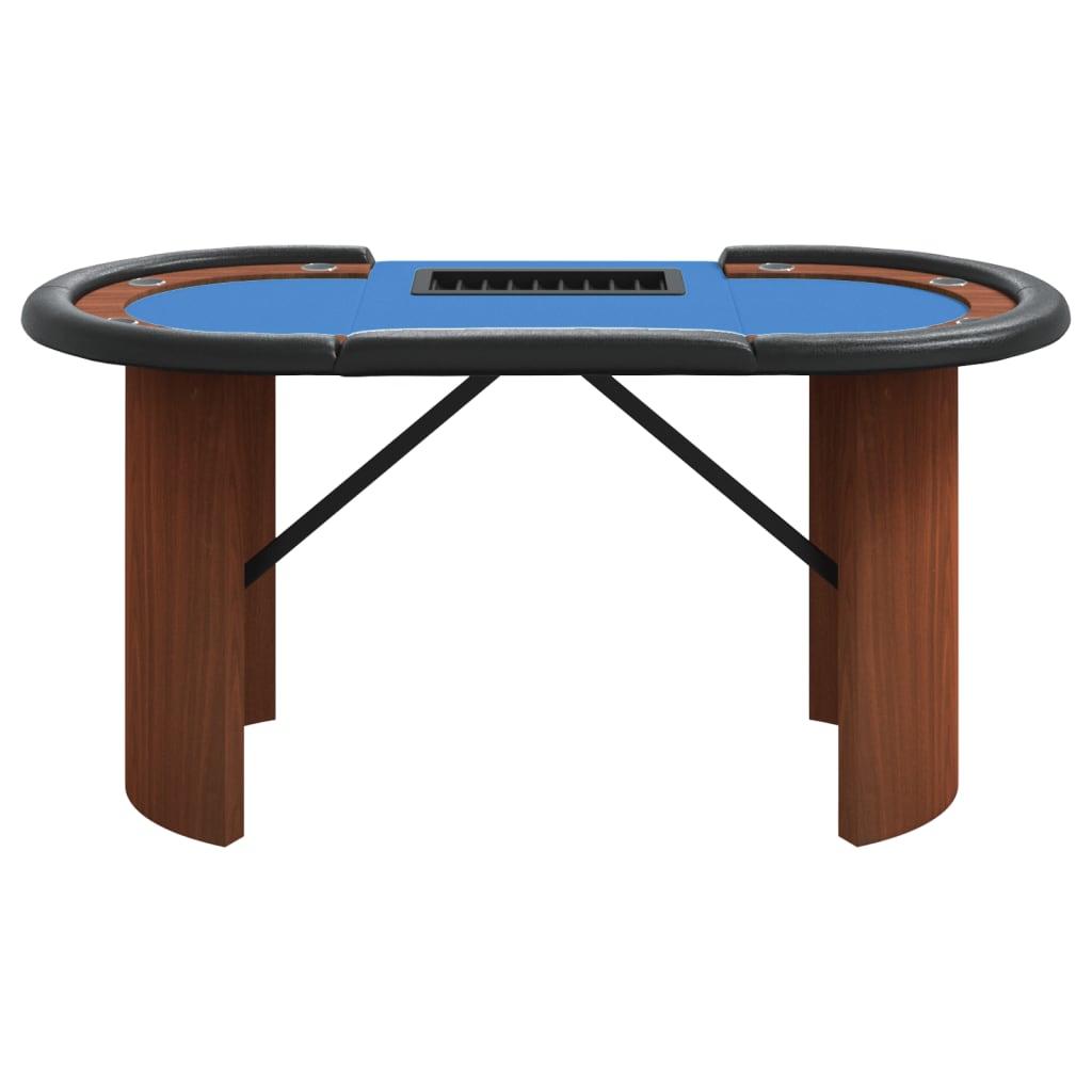 poker table with chip tray for 10 players, blue, 160x80x75 cm