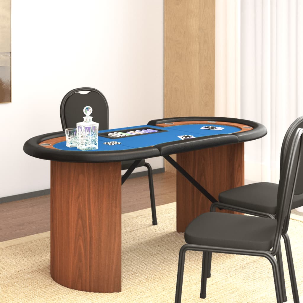 poker table with chip tray for 10 players, blue, 160x80x75 cm