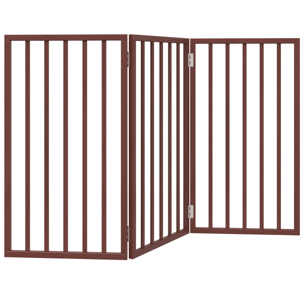 foldable dog gate, 3 panels, brown, 150 cm, poplar wood