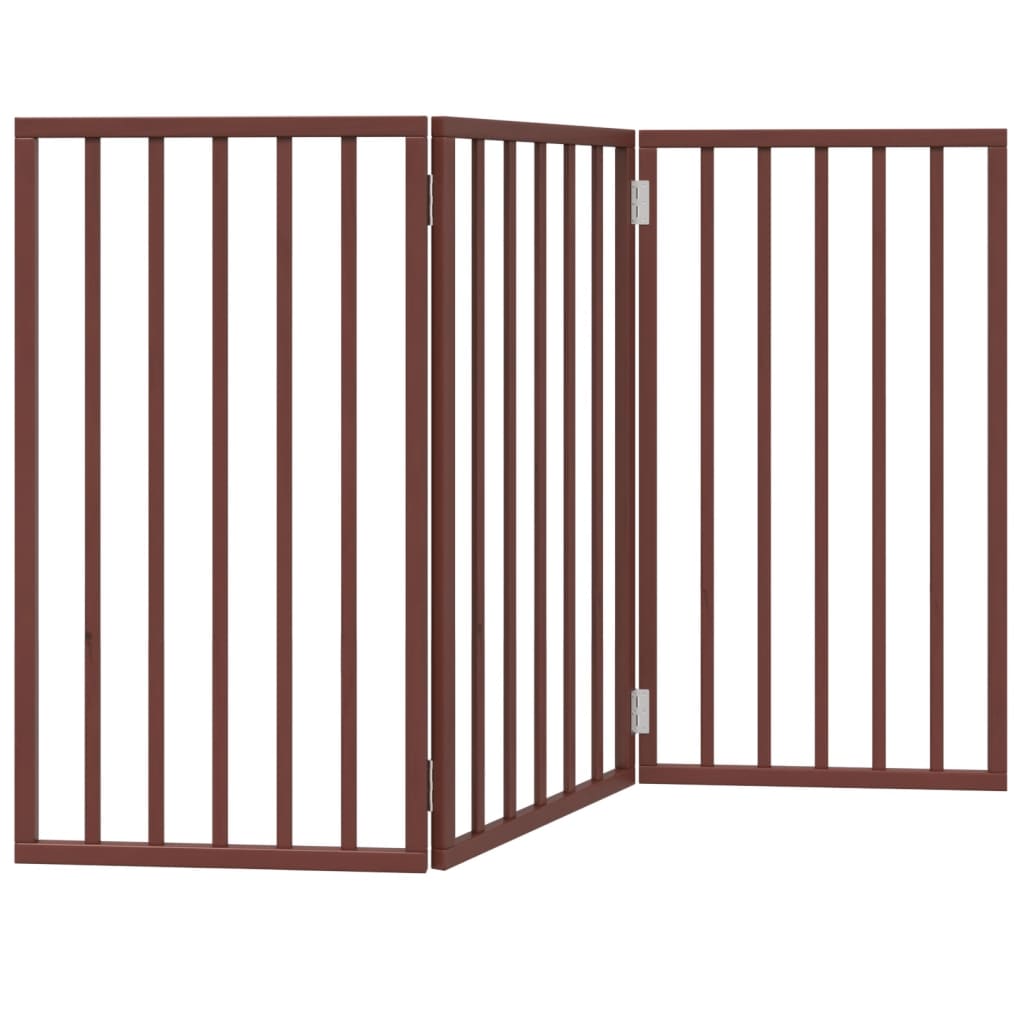 foldable dog gate, 3 panels, brown, 150 cm, poplar wood