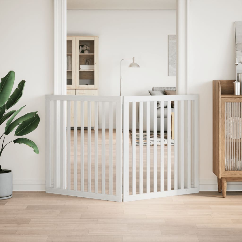 foldable dog gate, 2 panels, white, 160 cm, poplar wood