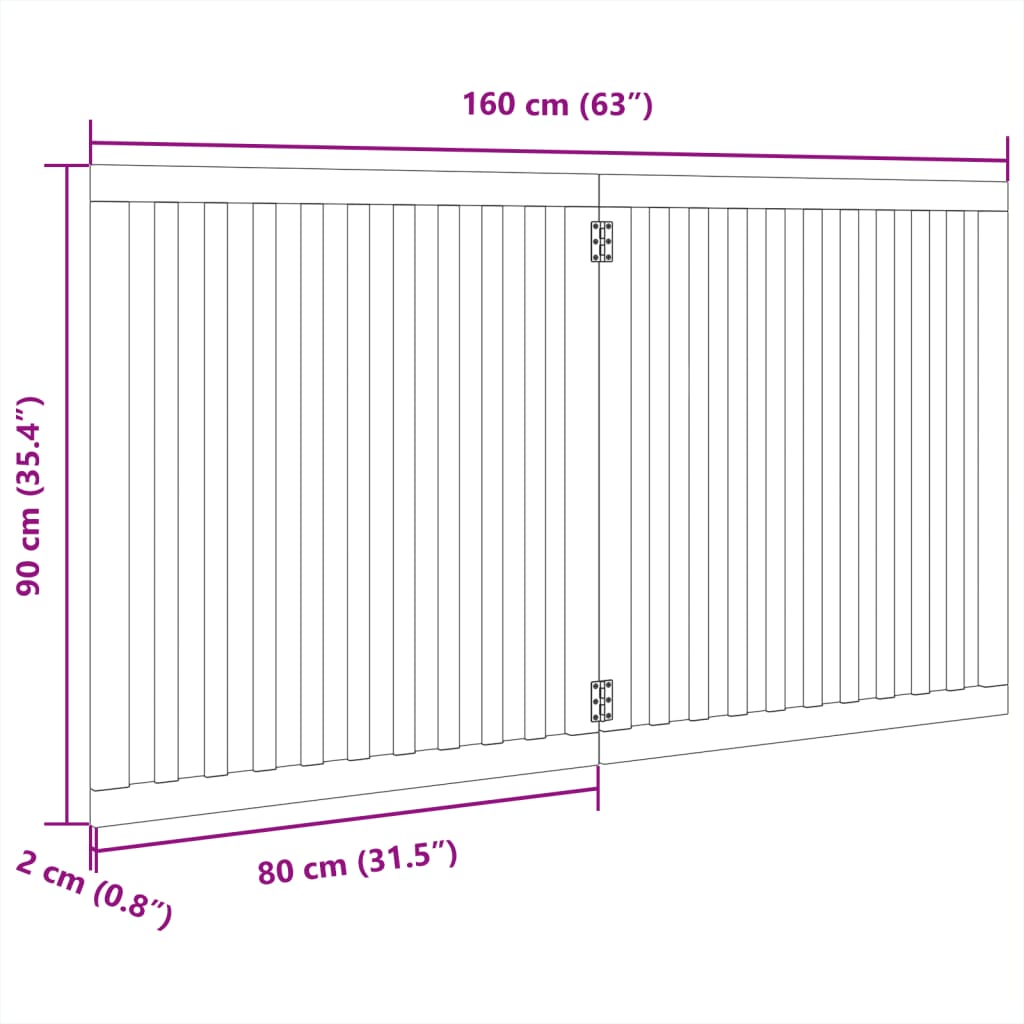 foldable dog gate, 2 panels, white, 160 cm, poplar wood