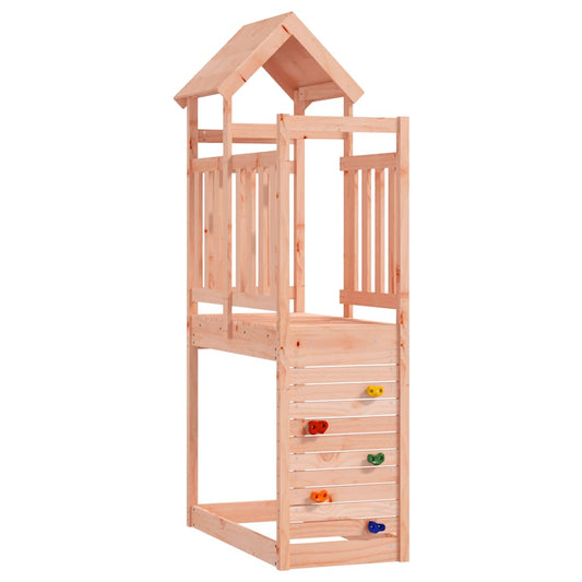 play tower with climbing wall, 53 x 110.5 x 214 cm, rough-hewn wood