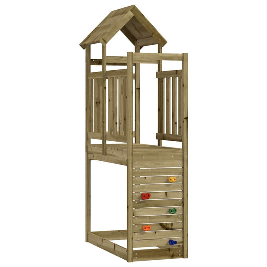 play tower with climbing wall, 53x110.5x214 cm, impregnated pine wood