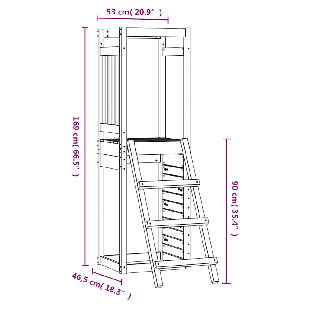 outdoor playground, 53x46.5x169 cm, rough-hewn wood