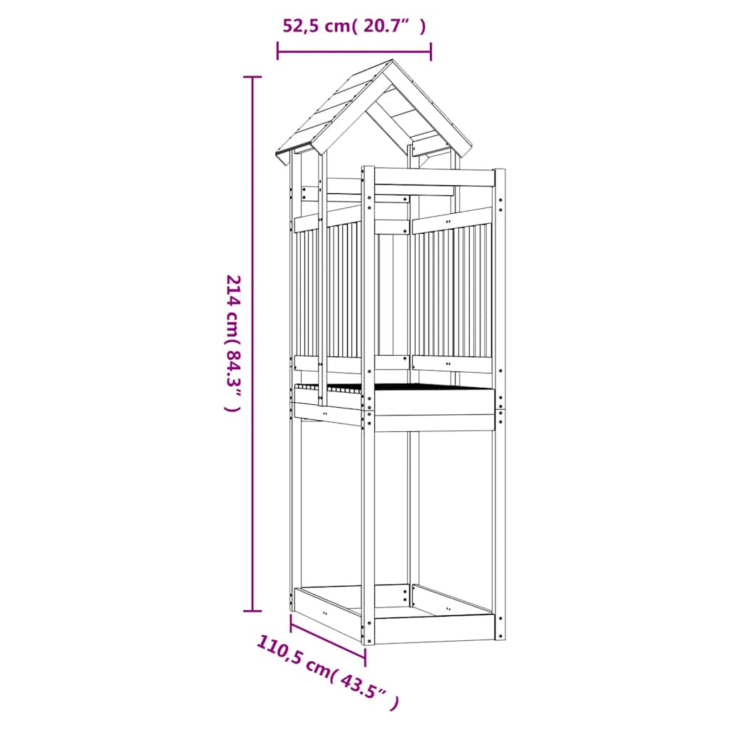 play tower, 52.5 x 110.5 x 214 cm, rough-hewn wood