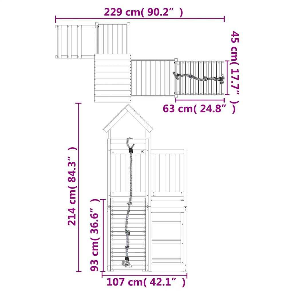 playhouse with climbing wall, impregnated pine wood