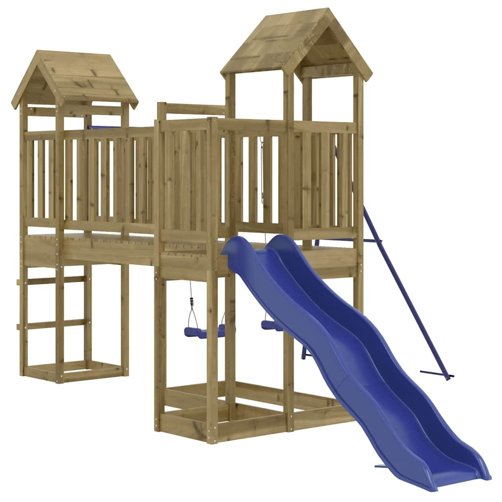 outdoor playground, impregnated pine wood