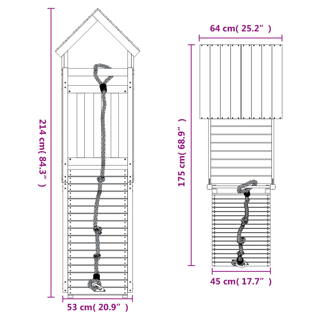 playhouse with climbing wall, pine wood