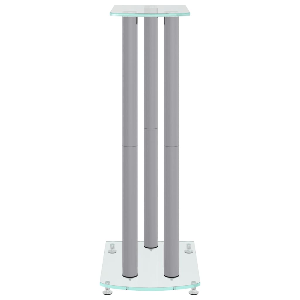 speaker stands 2 pcs, silver, tempered glass, 3-pillar design