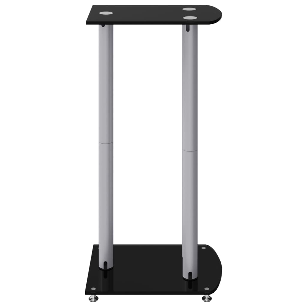 speaker stands 2 pcs, black/silver, glass, 3-pillar design