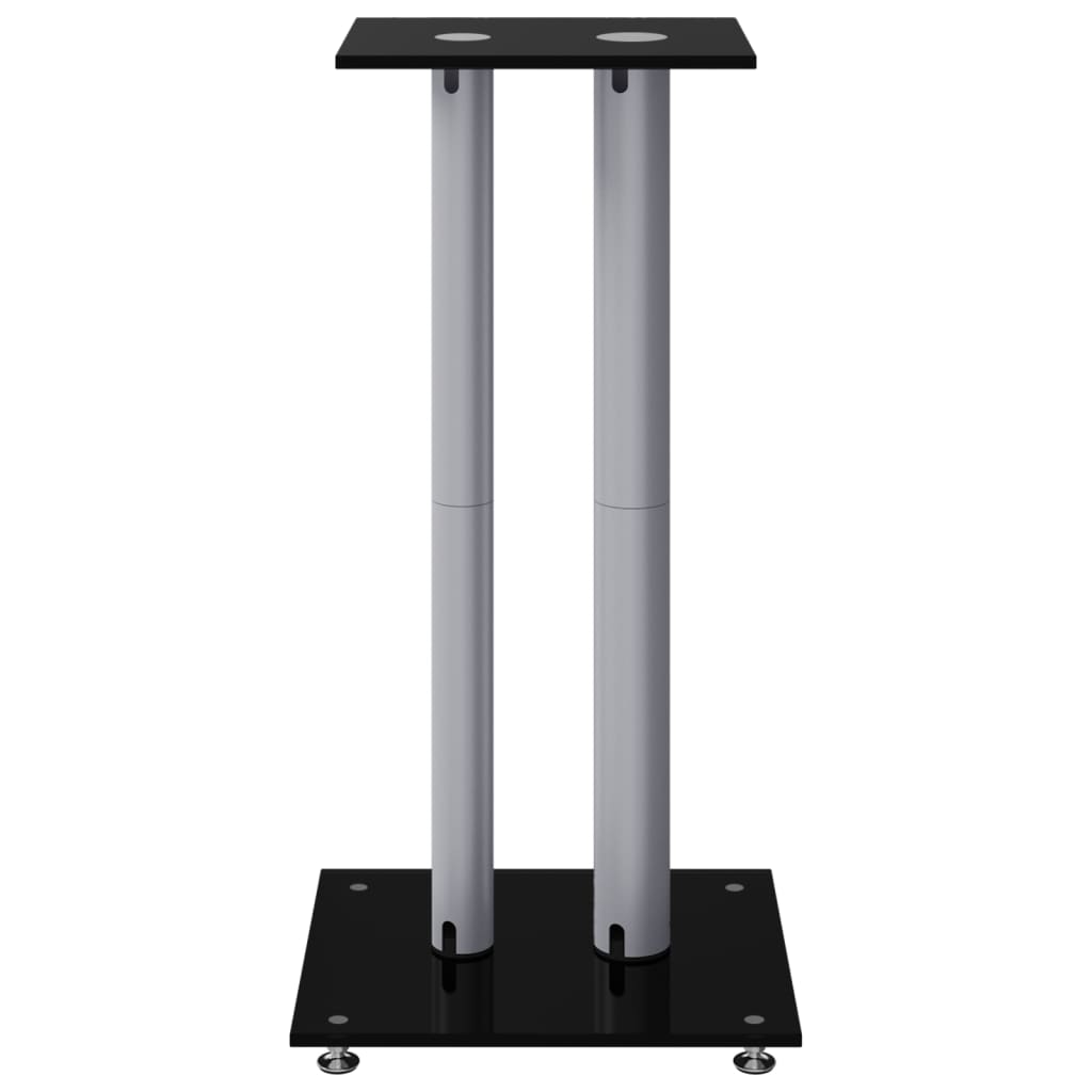 speaker stands 2 pcs, black/silver, glass, 2-pillar design