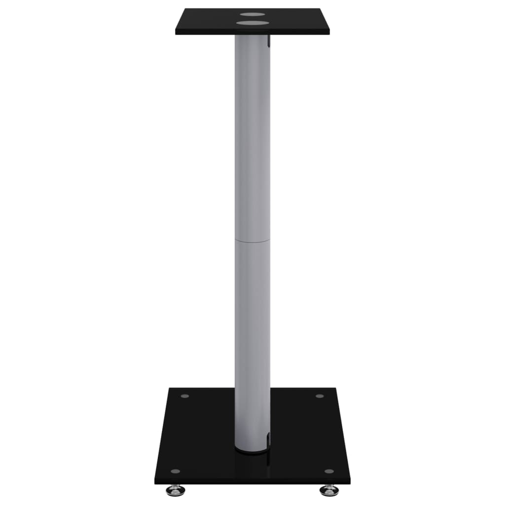 speaker stands 2 pcs, black/silver, glass, 2-pillar design