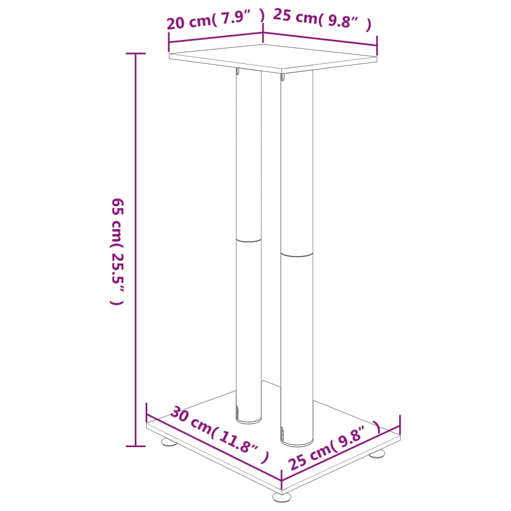 speaker stands 2 pcs, black/silver, glass, 2-pillar design