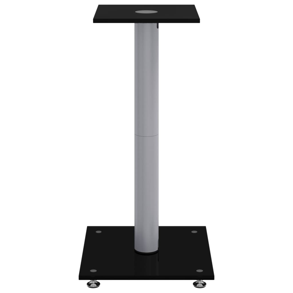 speaker stands 2 pcs, black/silver, glass, 1-pillar design