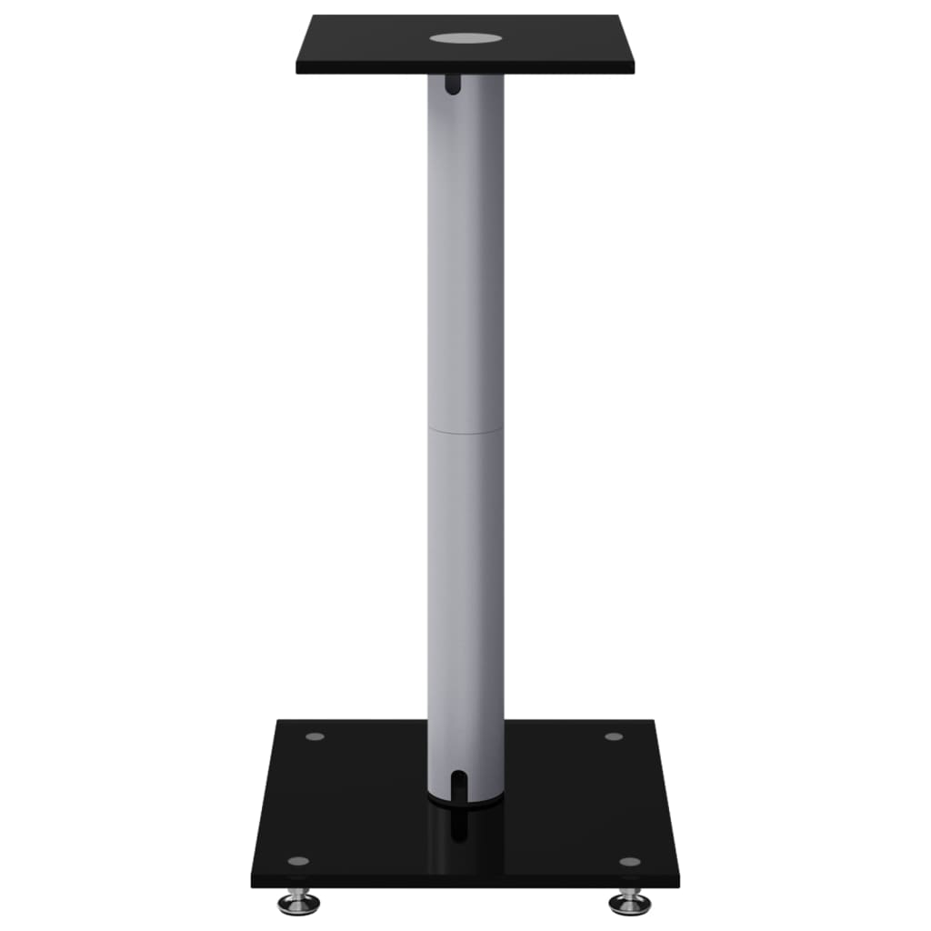 speaker stands 2 pcs, black/silver, glass, 1-pillar design